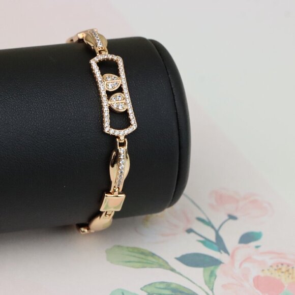 "Elegant Rose Gold Bracelet with Double Drop Stone Accent, XPBL0919 - Picture 10 of 12